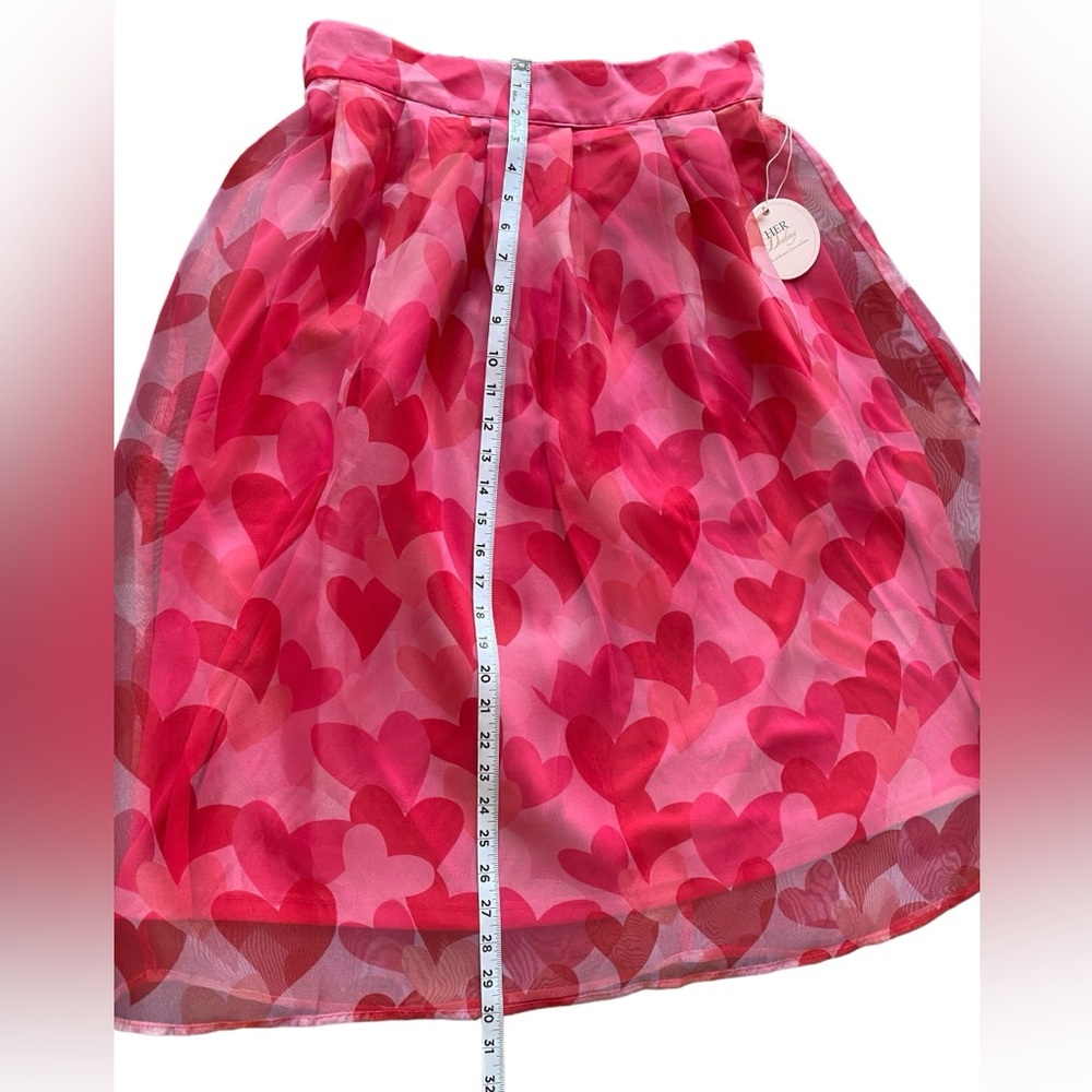 Her Destiny Red & Pink Hearts Sheer‎ Women’s Skirt Size L - Picture 2 of 10